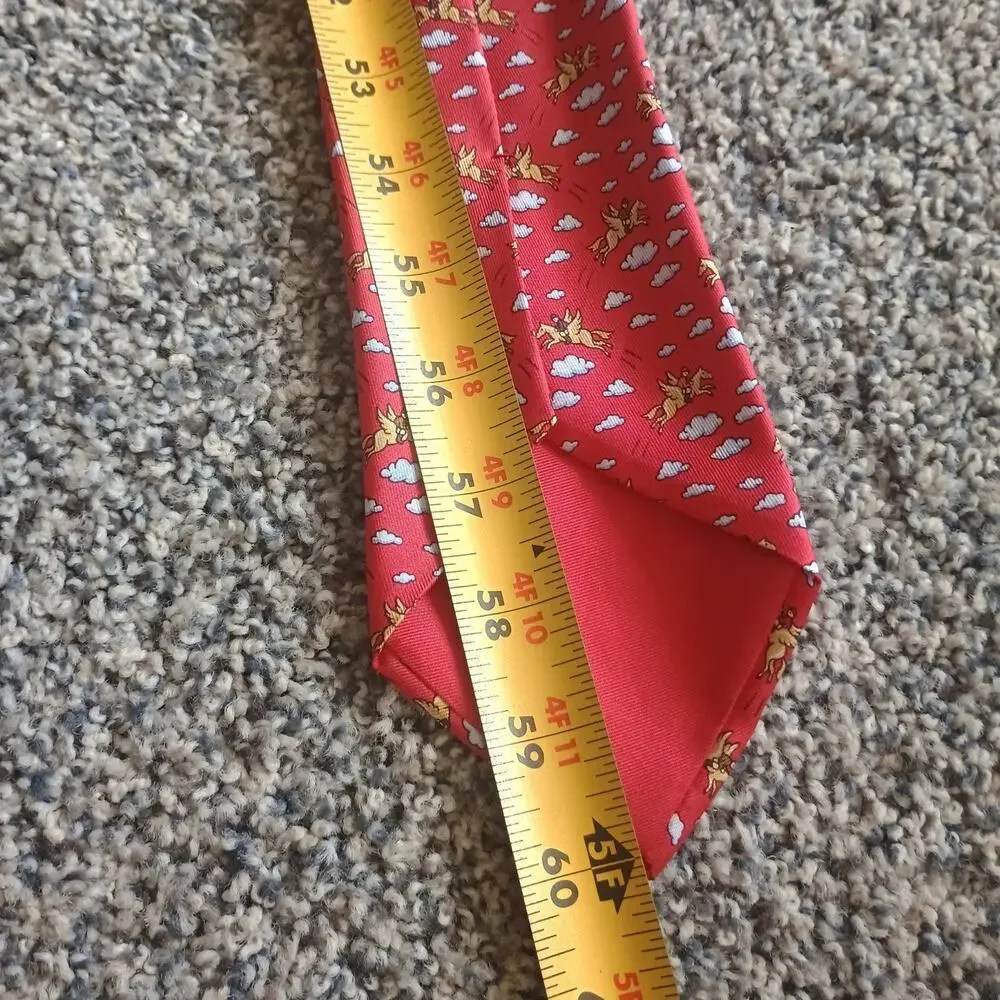 Hermes Pegasus 100% Silk Novelty Print Neck Tie Suiting Equestrian Horse Paris